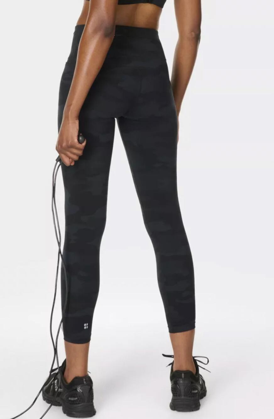 Sweaty Betty High Rise Power 7/8 Workout Leggings Ultra Black Camo Size 2 XS